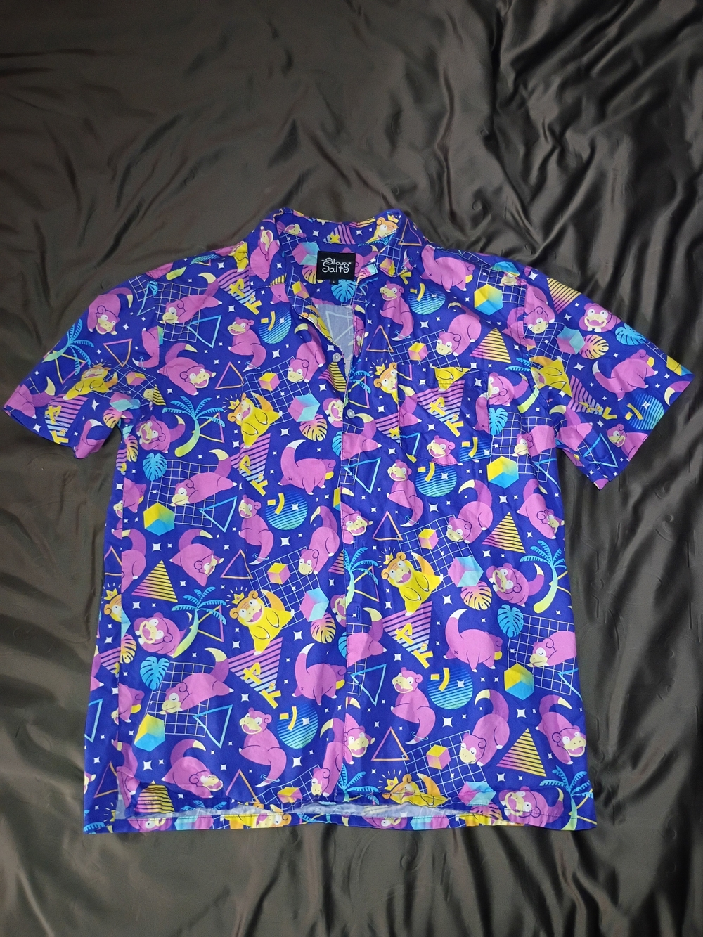 Large Star Salts Slowpoke Pokemon Camp Shirt